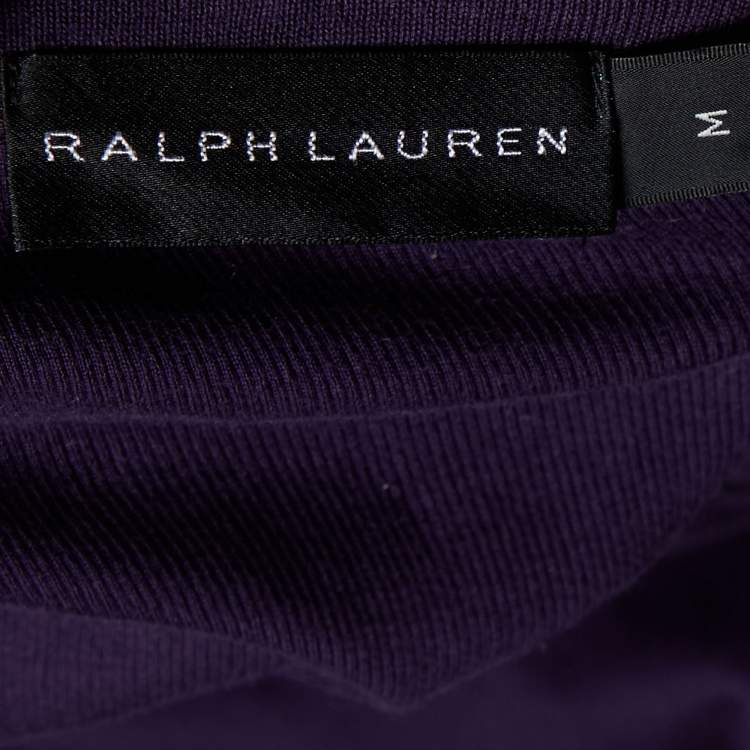 مملوكة مسبقًا Ralph Lauren Purple Ribbed Knit Crew Neck T-Shirt M