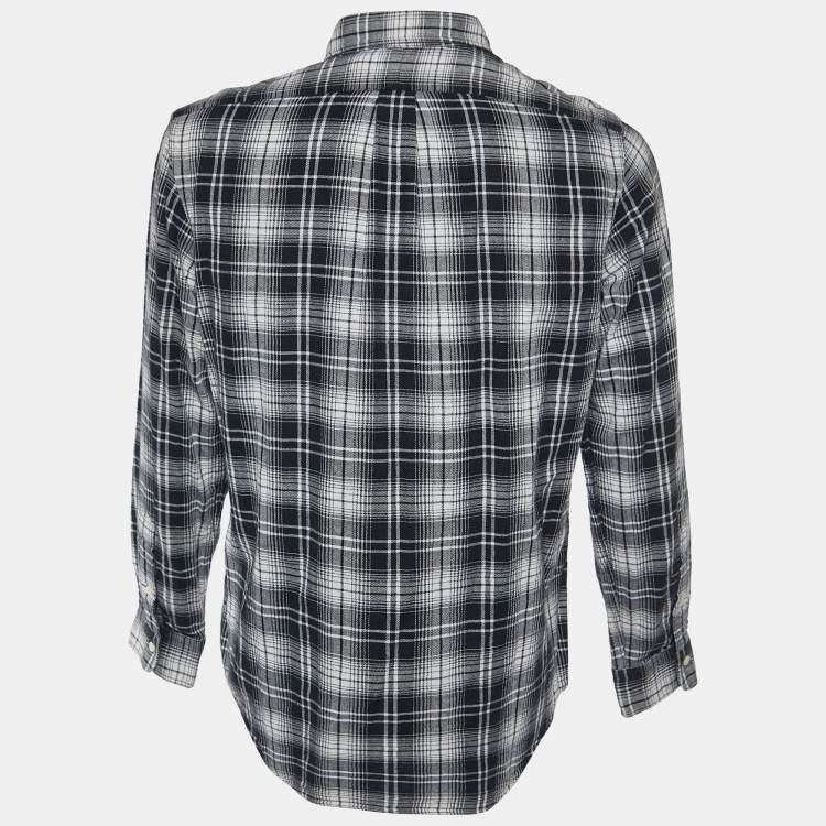 Pre Owned Ralph Lauren Monochrome Plaid Check Cotton Button Down Shirt L