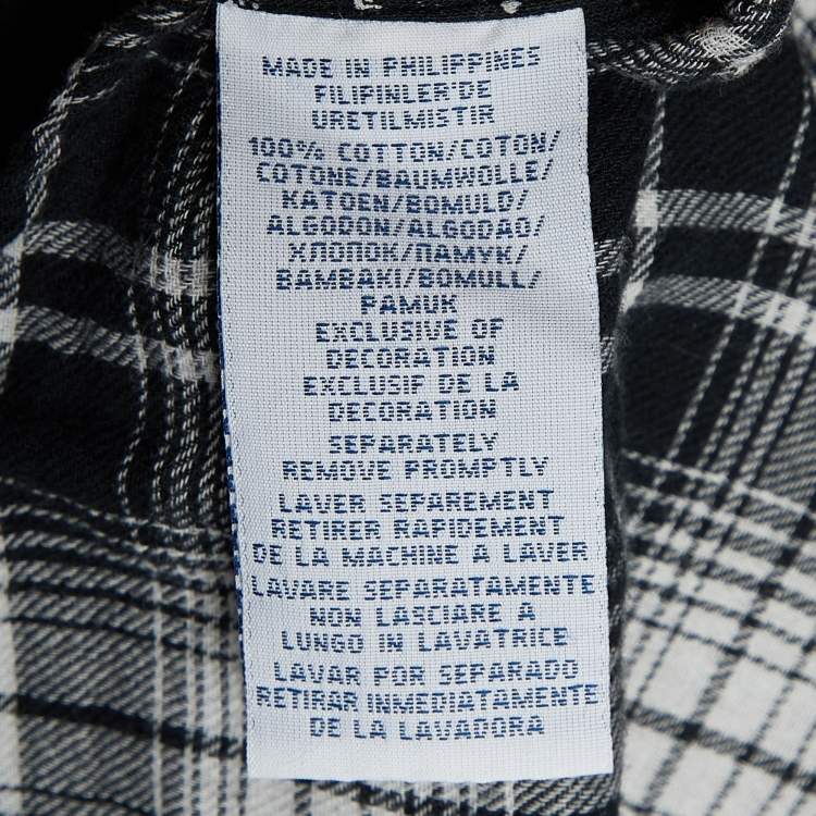Pre Owned Ralph Lauren Monochrome Plaid Check Cotton Button Down Shirt L