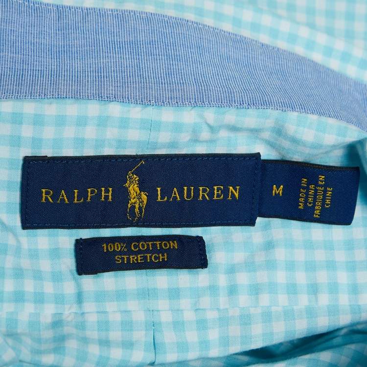 Pre Owned Ralph Lauren Blue Checkered Cotton Button Front Shirt M
