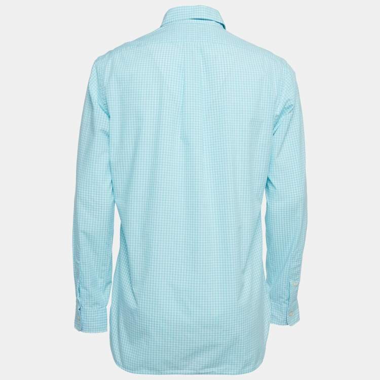 Pre Owned Ralph Lauren Blue Checkered Cotton Button Front Shirt M