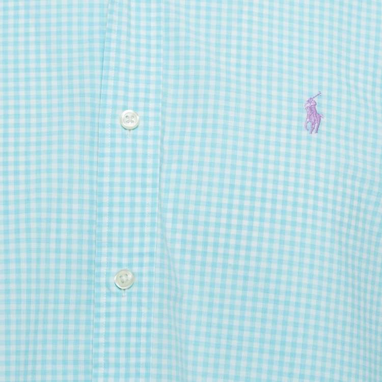 Pre Owned Ralph Lauren Blue Checkered Cotton Button Front Shirt M