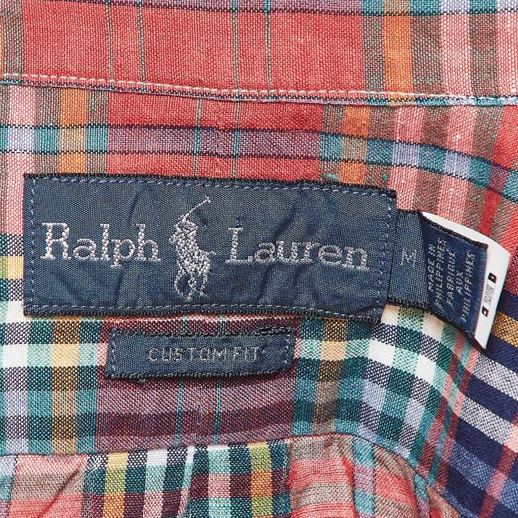 Pre Owned Ralph Lauren Multicolor Tartan Check Linen Blend Custom Fit Shirt M