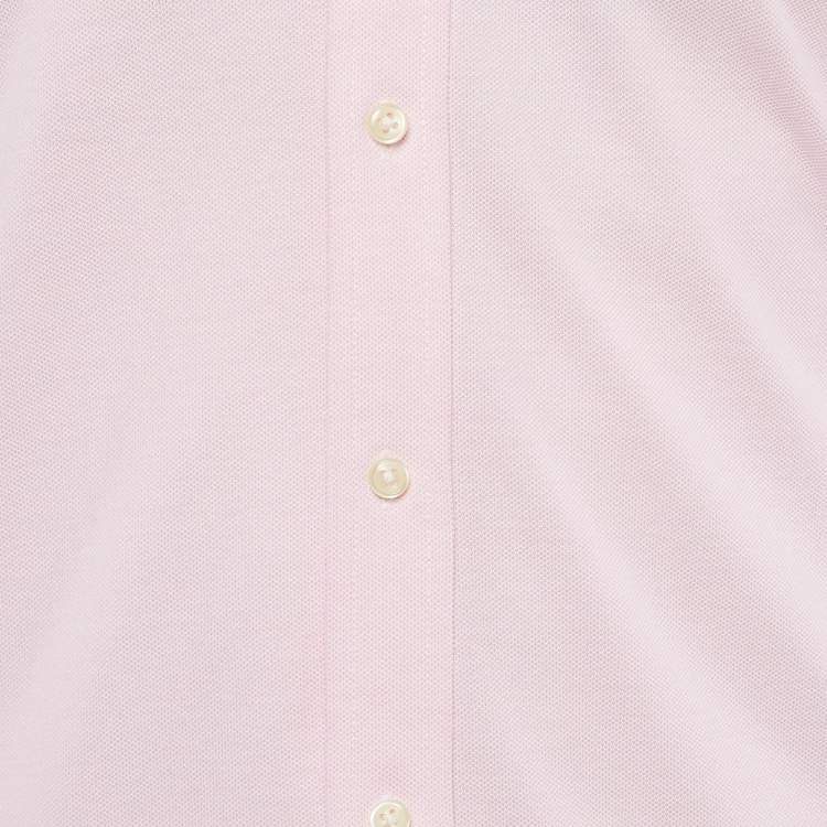 Pre Owned Ralph Lauren Pink Cotton Knit Oxford Button Down Shirt M