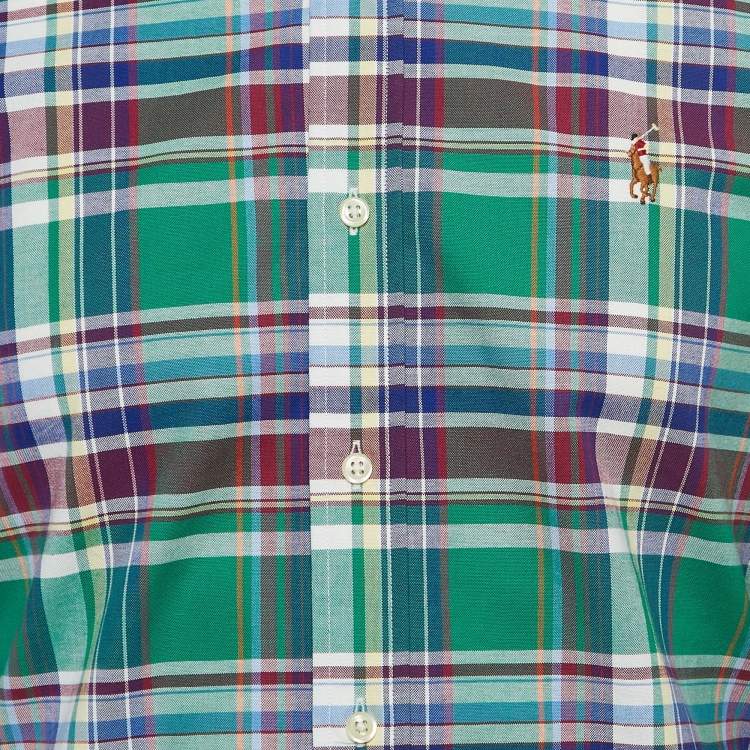 Pre Owned Ralph Lauren Green Tartan Checked Cotton Slim Fit M