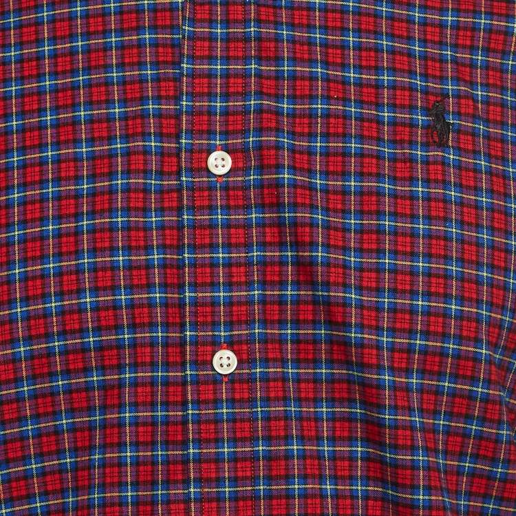 Pre Owned Ralph Lauren Red Plaid Cotton Button Down Collar Shirt S
