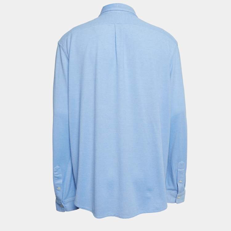 Pre Owned Ralph Lauren Blue Knit Oxford Buttoned Shirt XXL