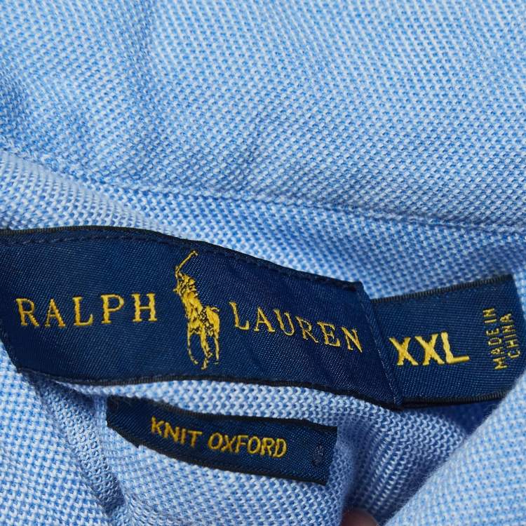 Pre Owned Ralph Lauren Blue Knit Oxford Buttoned Shirt XXL