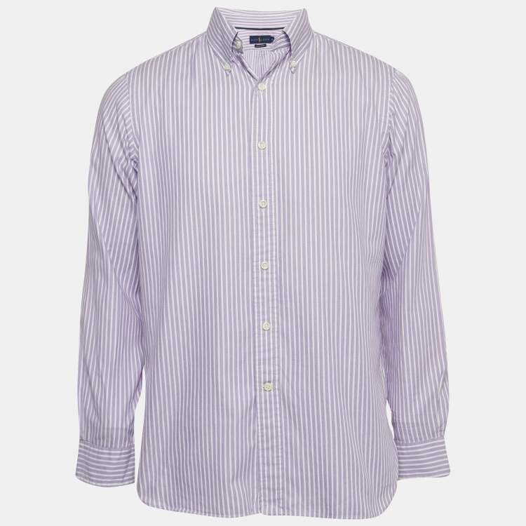 Pre Owned Ralph Lauren Purple Striped Cotton Buttoned Down Shirt M