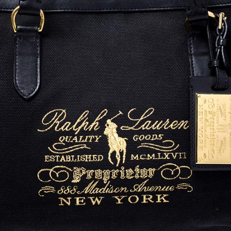 مملوكة مسبقًا Ralph Lauren Black Canvas and Leather Shopper Tote