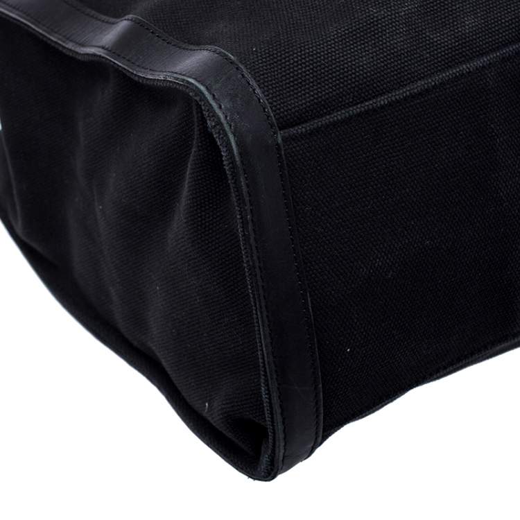 مملوكة مسبقًا Ralph Lauren Black Canvas and Leather Shopper Tote
