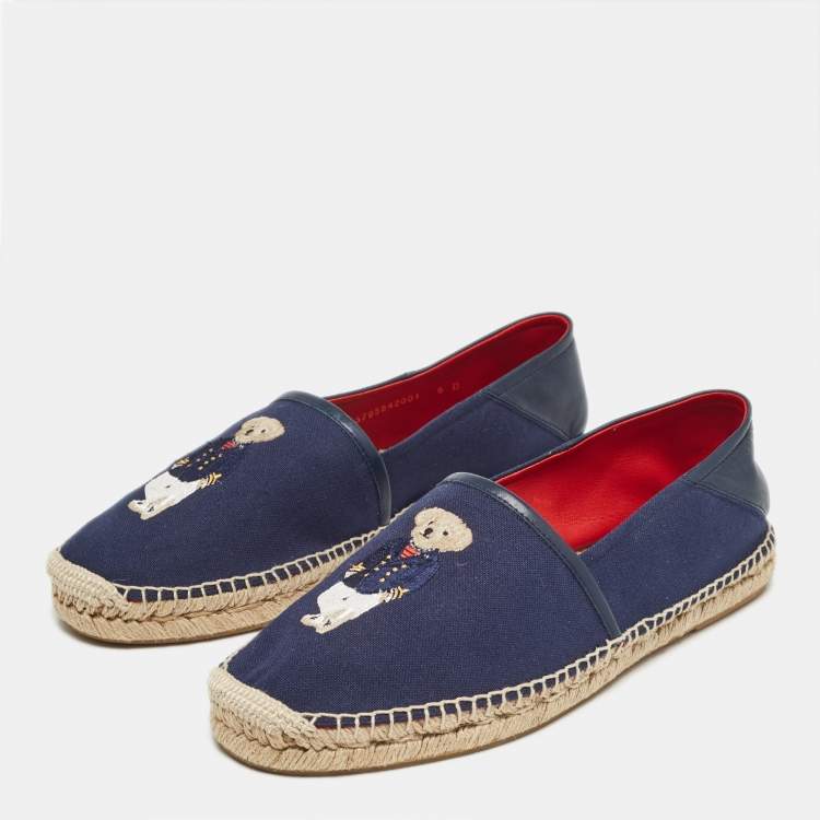 Pre Owned Ralph Lauren Navy Blue Denim Slip On Espadrille Size 41
