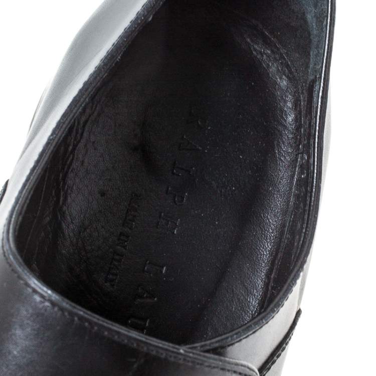 مملوكة مسبقًا Ralph Lauren Black Leather Double Strap Monk Oxfords Size 42