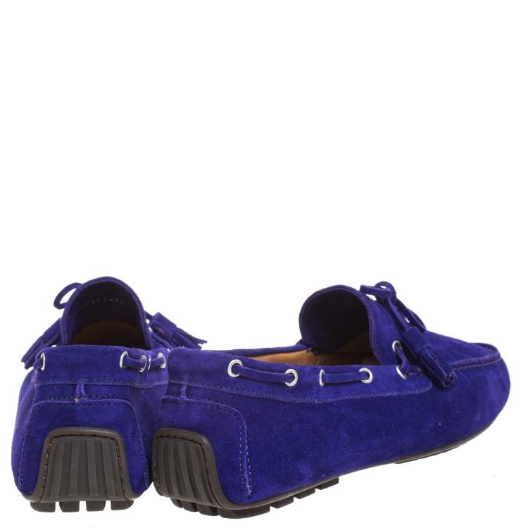 Pre Owned Ralph Lauren Purple Suede Harold Tassel Loafers Size 45
