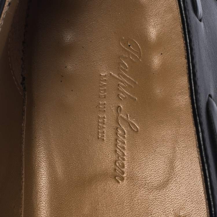 Pre Owned Ralph Lauren Black Leather Tassel Detail Loafers Size 44