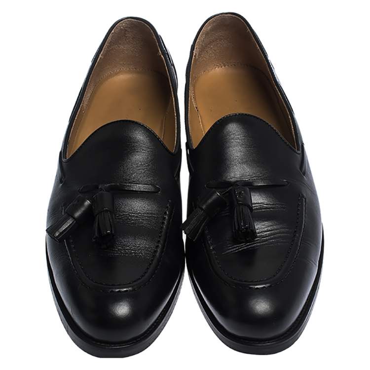 Pre Owned Ralph Lauren Black Leather Tassel Detail Loafers Size 44