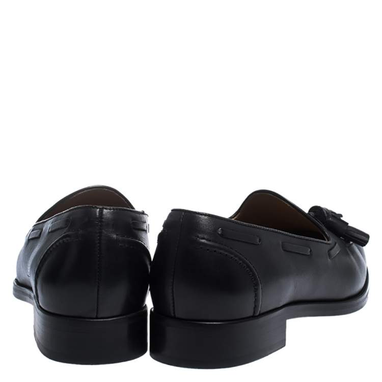 Pre Owned Ralph Lauren Black Leather Tassel Detail Loafers Size 44