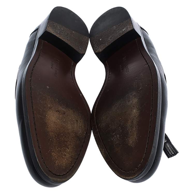 Pre Owned Ralph Lauren Black Leather Tassel Detail Loafers Size 44