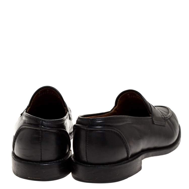Pre Owned Ralph Lauren Black Leather Penny Slip On Loafers Size 42
