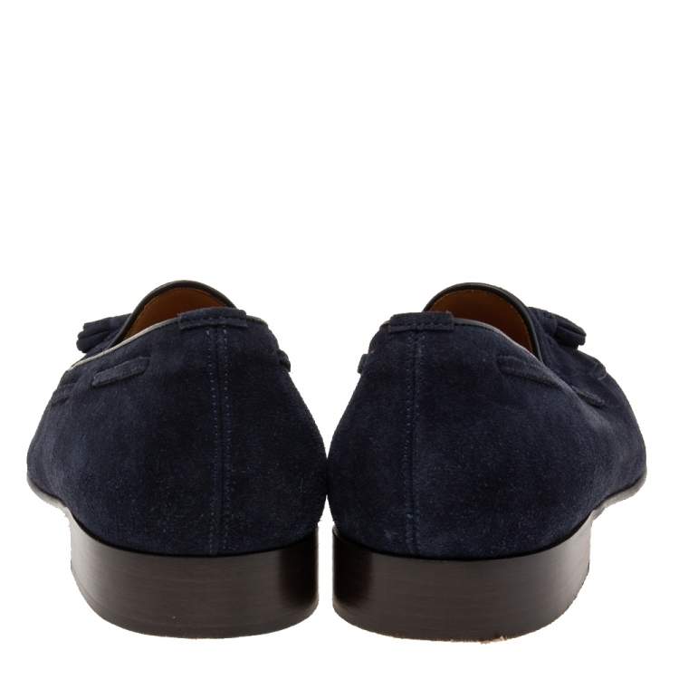Pre Owned Ralph Lauren Navy Blue Suede Slip On Loafers Size 44.5