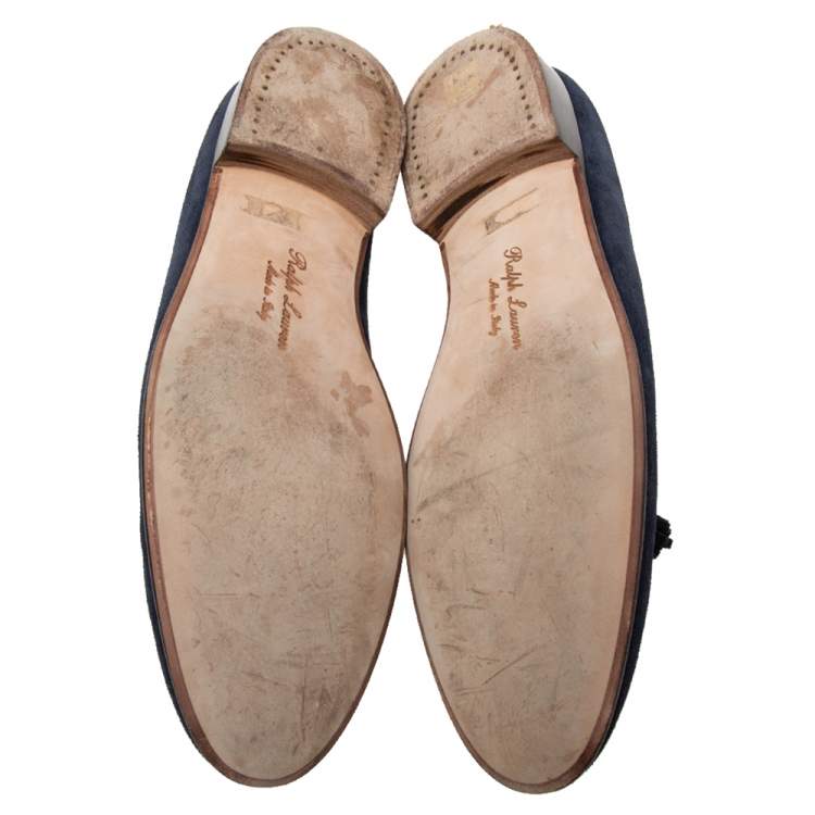 Pre Owned Ralph Lauren Navy Blue Suede Slip On Loafers Size 44.5