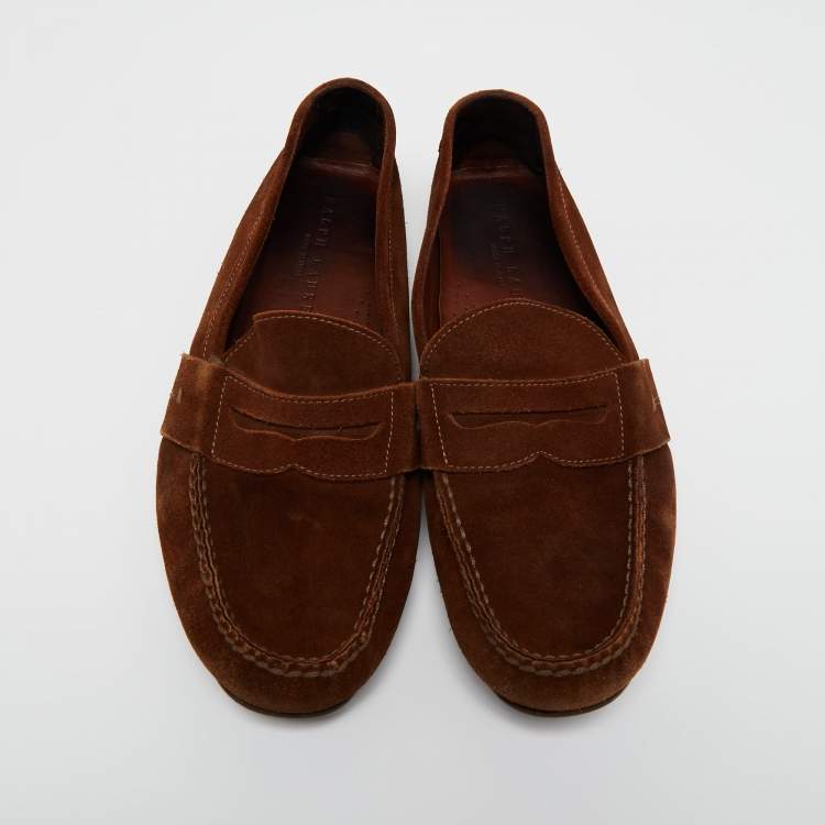 Pre Owned Ralph Lauren Brown Suede Penny Loafers Size 44