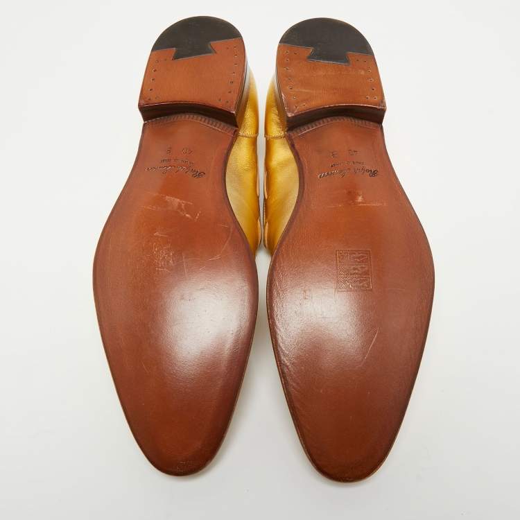 Pre Owned Ralph Lauren Metallic Gold Leather Tassel Detail Loafers Size 40