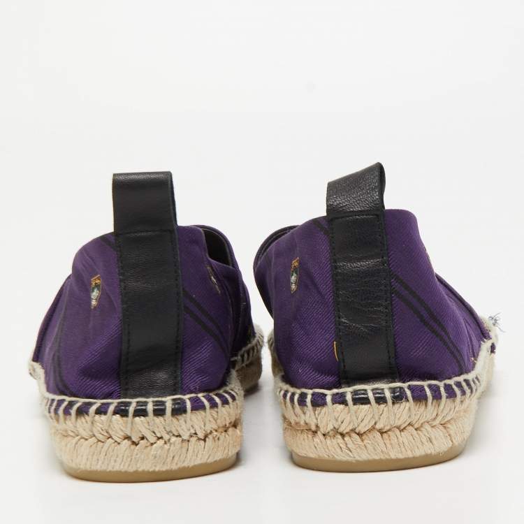 Pre Owned Ralph Lauren Purple Printed Fabric Slip On Espadrilles Loafers Size 41