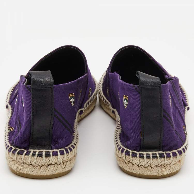 Pre Owned Ralph Lauren Purple Printed Fabric Slip On Espadrilles Loafers Size 45