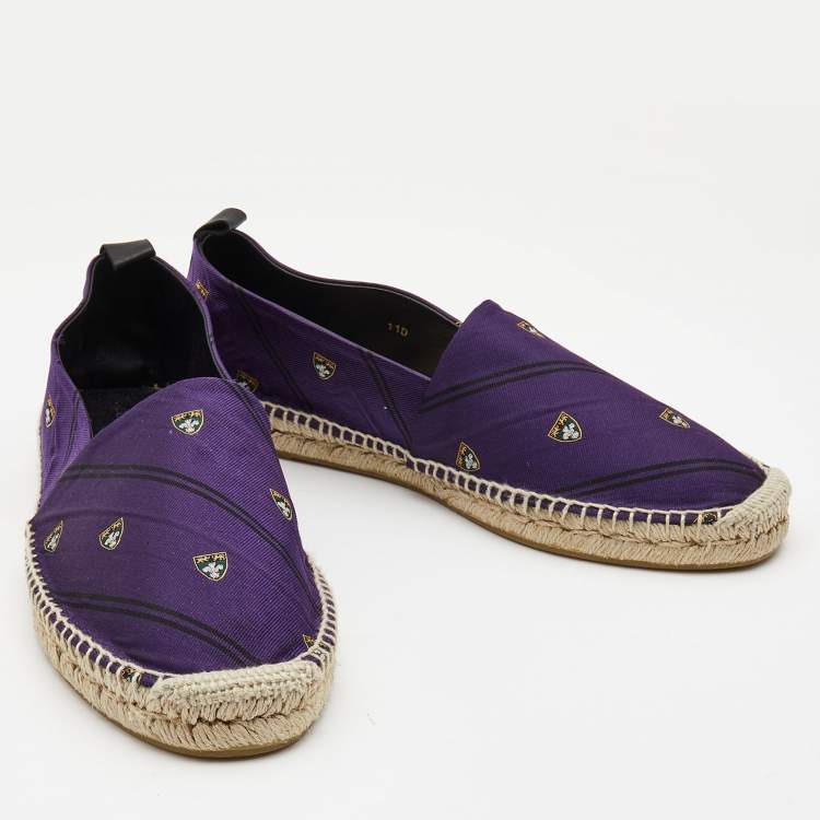 Pre Owned Ralph Lauren Purple Printed Fabric Slip On Espadrilles Loafers Size 45