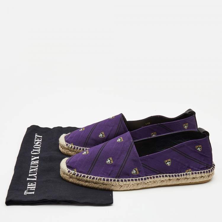 Pre Owned Ralph Lauren Purple Printed Fabric Slip On Espadrilles Loafers Size 45