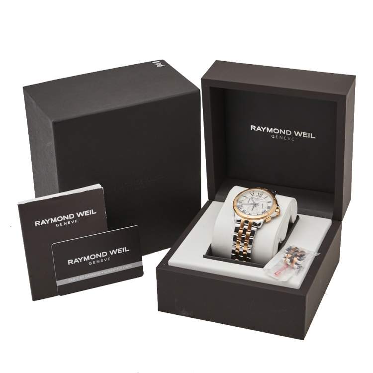 Pre Owned Raymond Weil Cream Two-Tone Stainless Steel Tango Chronograph 4891 Men's Wristwatch 40 mm