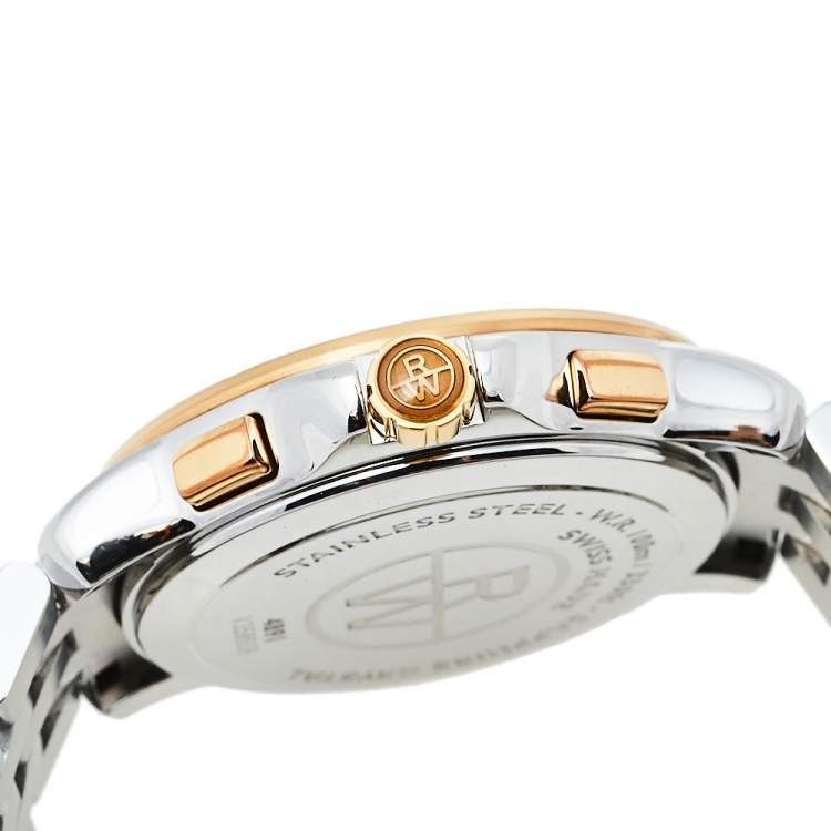 Pre Owned Raymond Weil Cream Two-Tone Stainless Steel Tango Chronograph 4891 Men's Wristwatch 40 mm