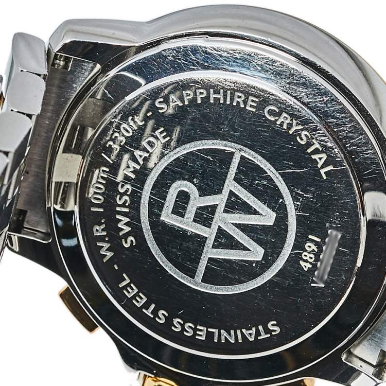 Pre Owned Raymond Weil Cream Two-Tone Stainless Steel Tango Chronograph 4891 Men's Wristwatch 40 mm