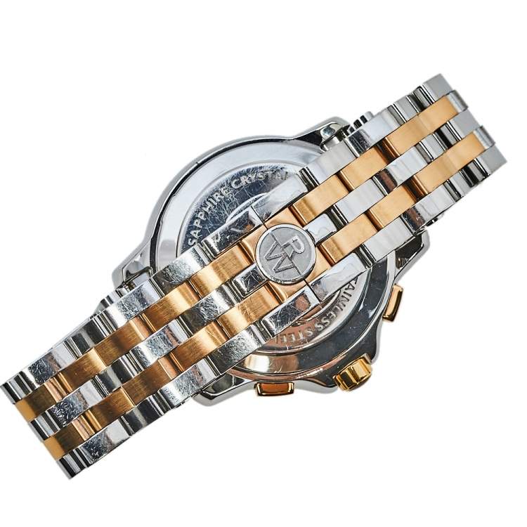 Pre Owned Raymond Weil Cream Two-Tone Stainless Steel Tango Chronograph 4891 Men's Wristwatch 40 mm