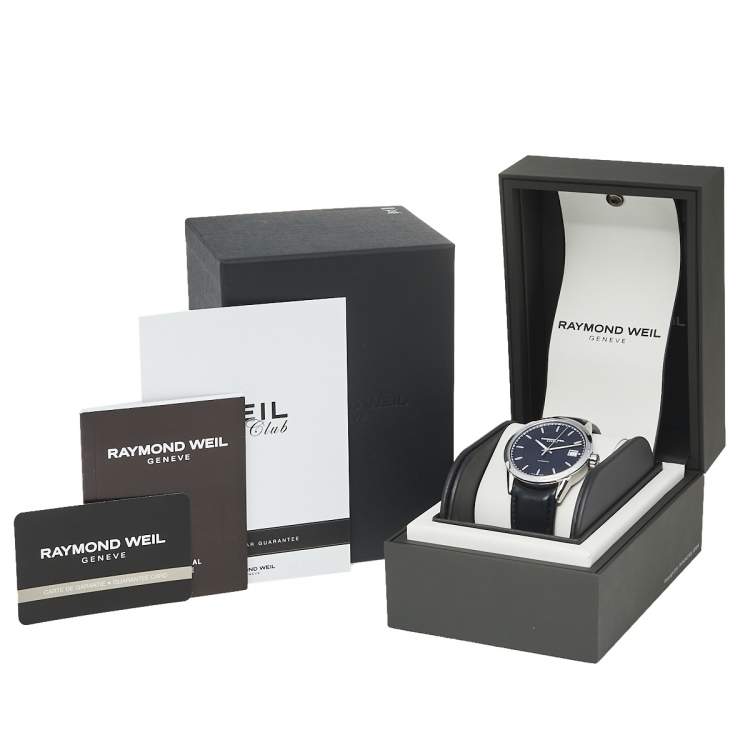 Pre Owned Raymond Weil Black Stainless Steel Leather Freelancer 2740-STC-20021 Automatic Men's Wristwatch 42.50 mm