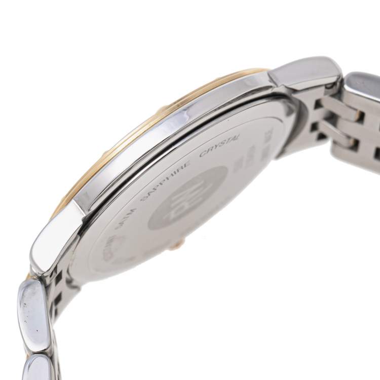 Pre Owned Raymond Weil White Two Tone Stainless Steel Tango 5560 Men's Wristwatch 36 mm 