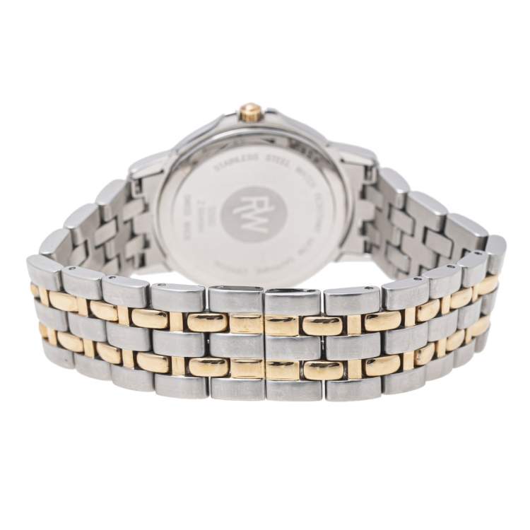 Pre Owned Raymond Weil White Two Tone Stainless Steel Tango 5560 Men's Wristwatch 36 mm 
