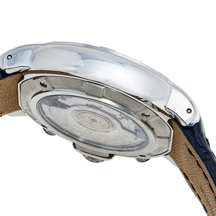 Pre Owned Raymond Weil Mother of Pearl Stainless Steel Diamond Alligator Collection Parsifal 7241 Men's Wristwatch 42 mm