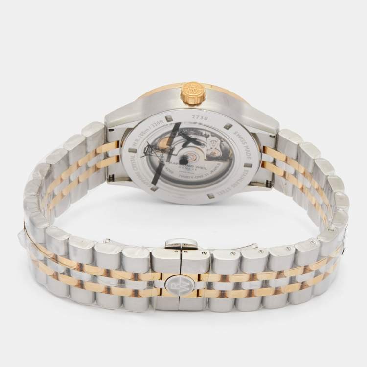 Pre Owned Raymond Weil Black Two-Tone Stainless Steel Freelancer 2738-STP-20001 Men's Wristwatch 42 mm