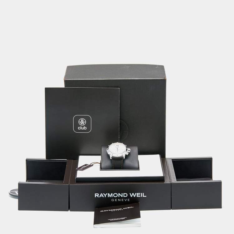 Pre Owned Raymond Weil Ivory Stainless Steel Leather Tango 4899-STC-00809 Men's Wristwatch 40 mm