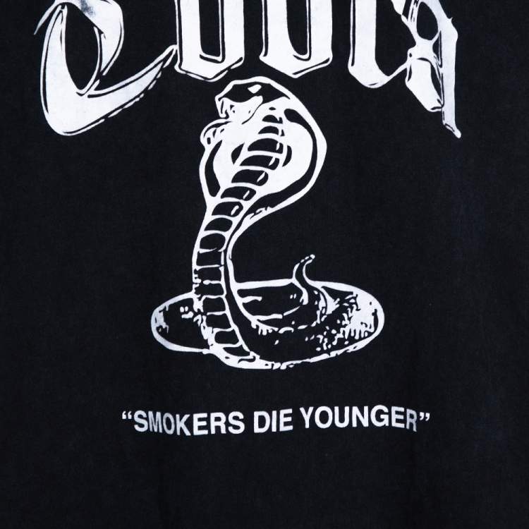 Pre Owned Rhude Black Vintage Wash Cotton Cobra Print Crew Neck T-Shirt XL