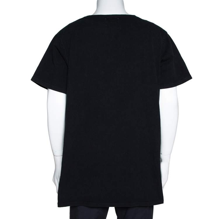 Pre Owned Rhude Black Vintage Wash Cotton Cobra Print Crew Neck T-Shirt XL