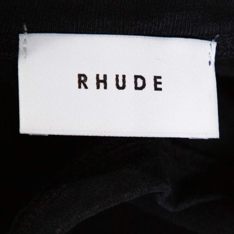 Pre Owned Rhude Black Vintage Wash Cotton Cobra Print Crew Neck T-Shirt XL