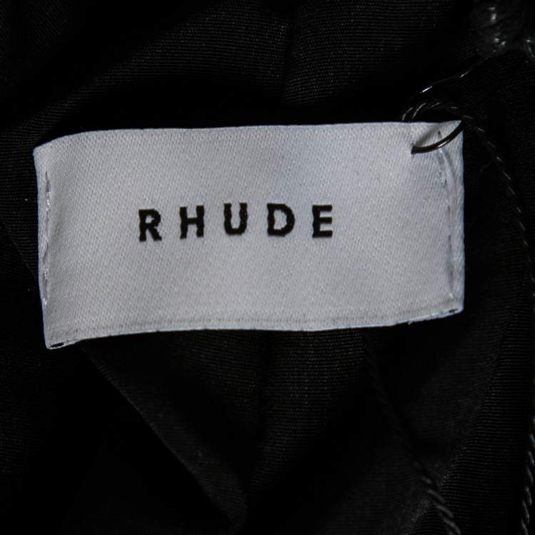 Pre Owned Rhude Dark Green Synthetic Logo Printed Shorts M