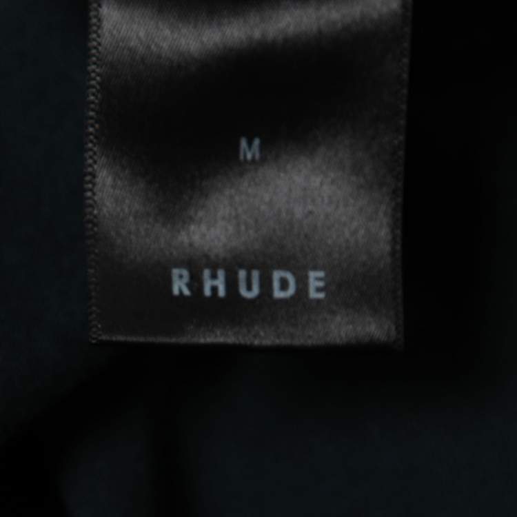 مملوكة مسبقًا Rhude Grey Cotton Logo Printed Short Sleeve T-Shirt M