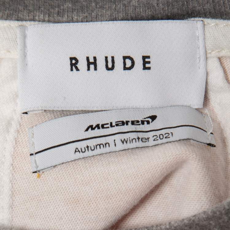 Pre Owned Rhude X McClaren Orange Rcing Team Print Cotton Crew Neck T-Shirt M