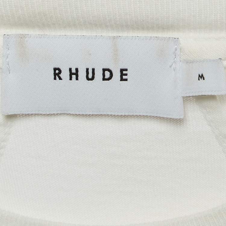 Pre Owned Rhude Off-White Racing Print Cotton Half Sleeve T-Shirt M