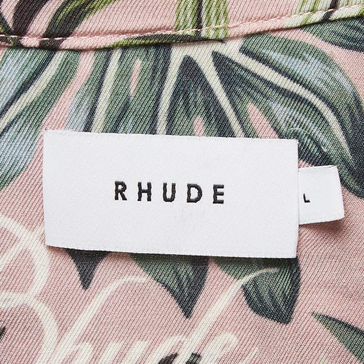 Pre Owned Rhude Pink Tropical Print Hawaiian Shirt L