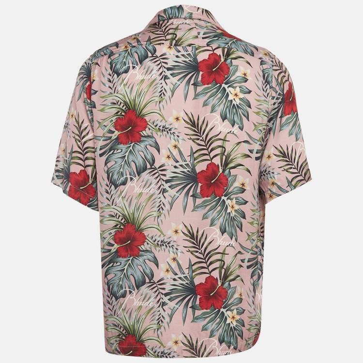 Pre Owned Rhude Pink Tropical Print Hawaiian Shirt L